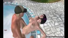 Abspielen Schlaues 3D-Skizzenbaby, das von der Pfütze gefickt wird