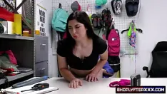 Play Sexy brunette keira croft is caught stealing clothes, now she has to give blowjobs and give a good fuck to make the guard happy and go free