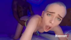 تشغيل الصغير شقراء يبتلع الديك الأسود ويحصل على كريمة